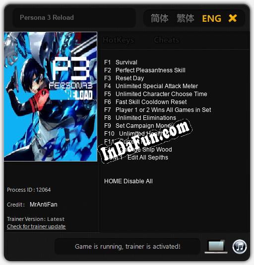 Persona 3 Reload: TRAINER AND CHEATS (V1.0.14)