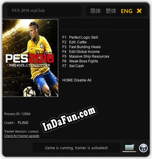 PES 2016 myClub: Cheats, Trainer +7 [FLiNG]