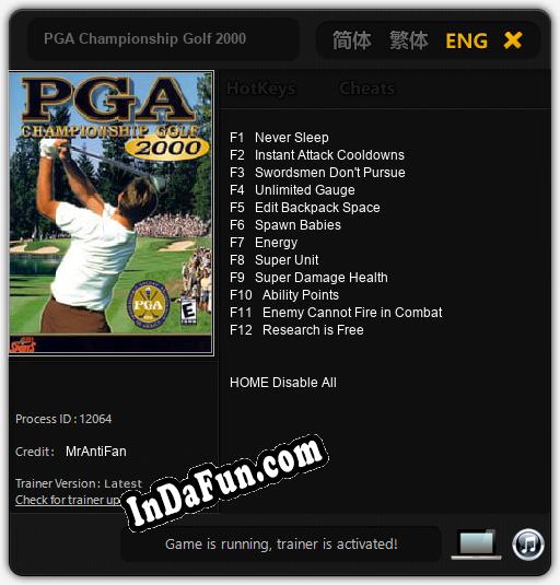 PGA Championship Golf 2000: TRAINER AND CHEATS (V1.0.52)