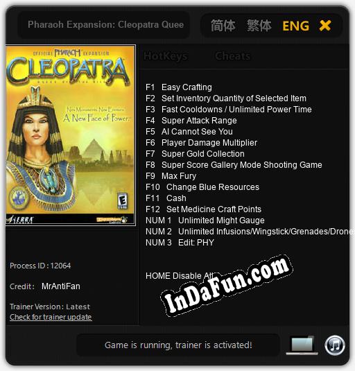 Trainer for Pharaoh Expansion: Cleopatra Queen of the Nile [v1.0.9]