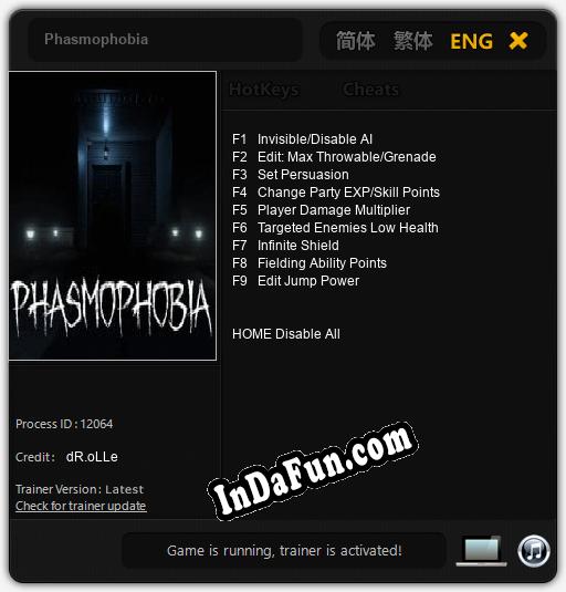Phasmophobia: Trainer +9 [v1.6]