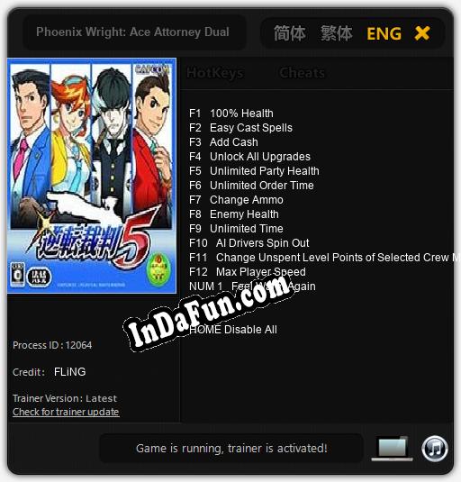 Phoenix Wright: Ace Attorney Dual Destinies: TRAINER AND CHEATS (V1.0.36)