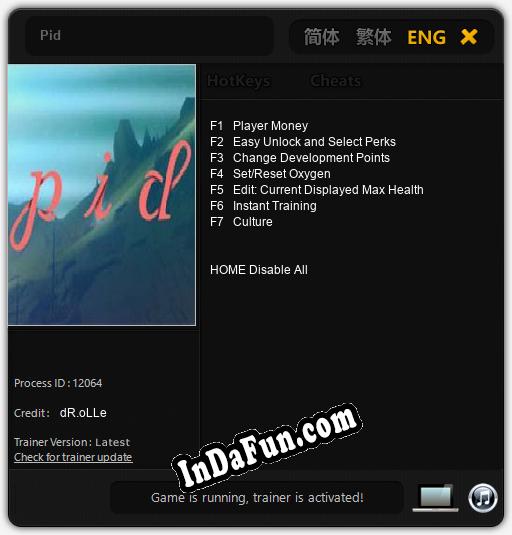 Pid: TRAINER AND CHEATS (V1.0.80)