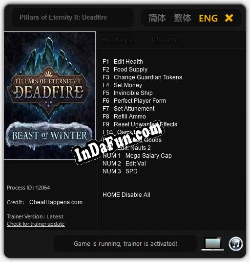 Pillars of Eternity II: Deadfire Beast of Winter: Cheats, Trainer +15 [CheatHappens.com]
