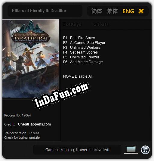 Trainer for Pillars of Eternity II: Deadfire [v1.0.2]