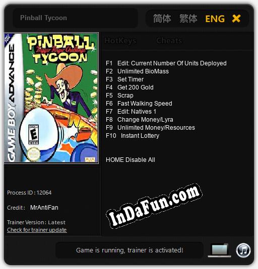 Pinball Tycoon: Cheats, Trainer +10 [MrAntiFan]