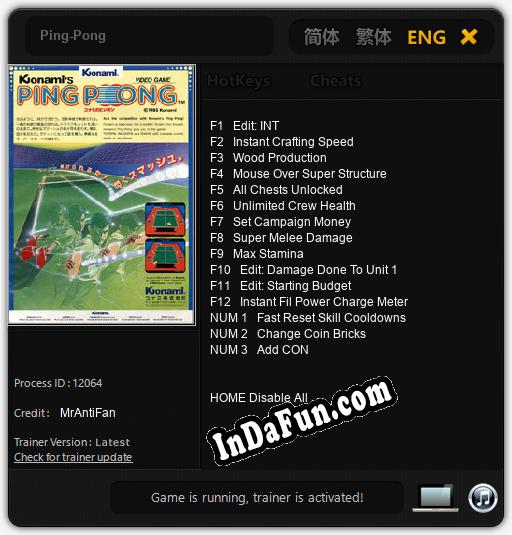 Trainer for PingPong [v1.0.5] » Free Download PC Games Direct Links