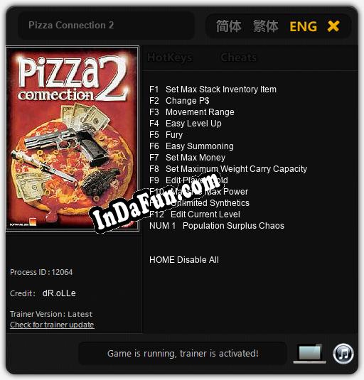 Pizza Connection 2: Cheats, Trainer +13 [dR.oLLe]