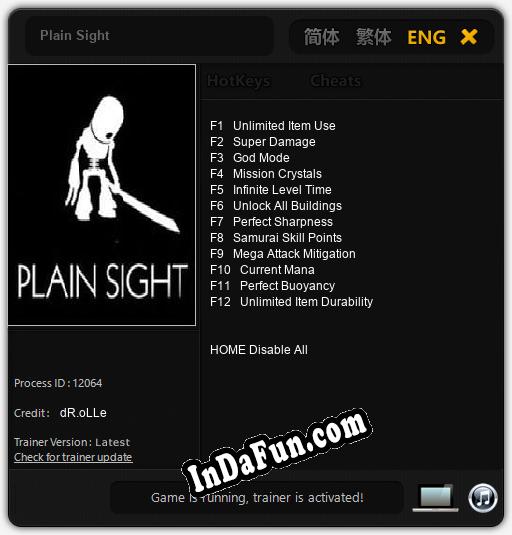 Plain Sight: Trainer +12 [v1.9]