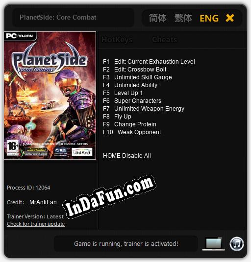 PlanetSide: Core Combat: Cheats, Trainer +10 [MrAntiFan]