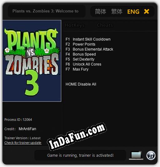 Plants vs. Zombies 3: Welcome to Zomburbia: Trainer +7 [v1.6]