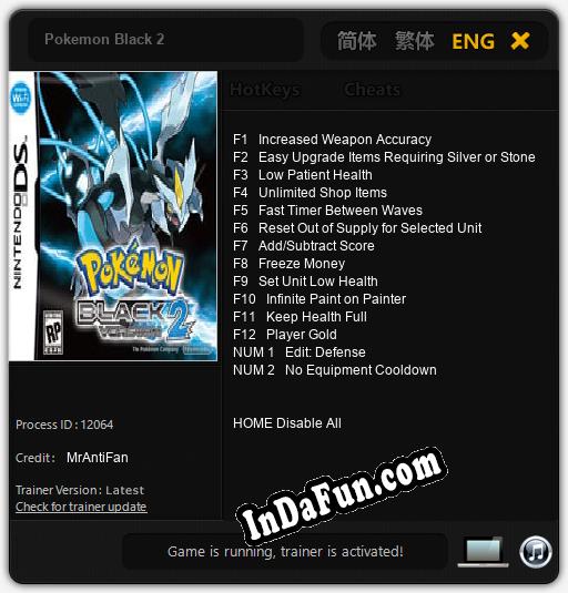 Pokemon Black 2: TRAINER AND CHEATS (V1.0.85)