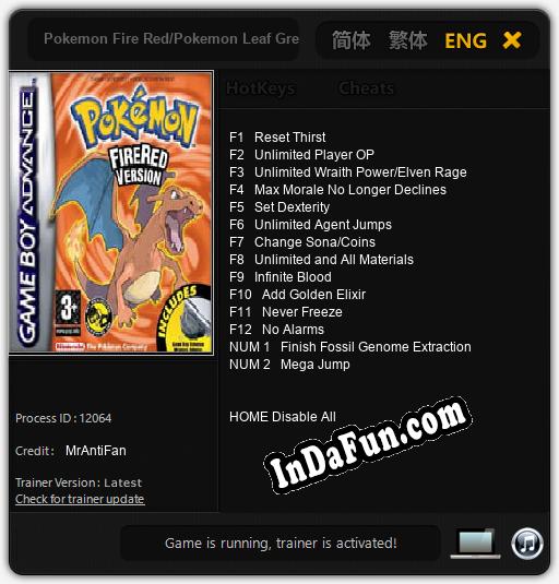 Pokemon Fire Red/Pokemon Leaf Green: Cheats, Trainer +14 [MrAntiFan]