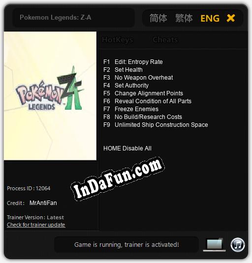 Trainer for Pokemon Legends: Z-A [v1.0.7]