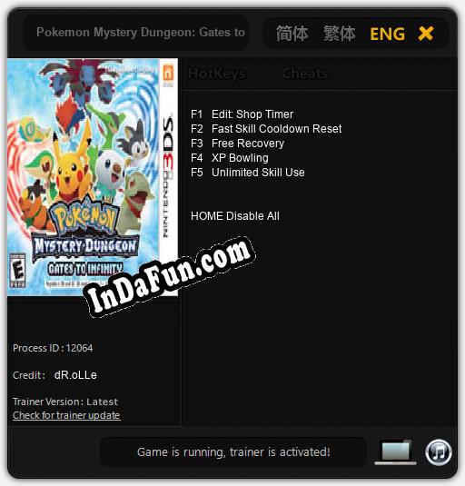 Pokemon Mystery Dungeon: Gates to Infinity: TRAINER AND CHEATS (V1.0.93)