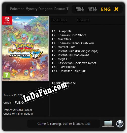 Pokemon Mystery Dungeon: Rescue Team DX: TRAINER AND CHEATS (V1.0.58)