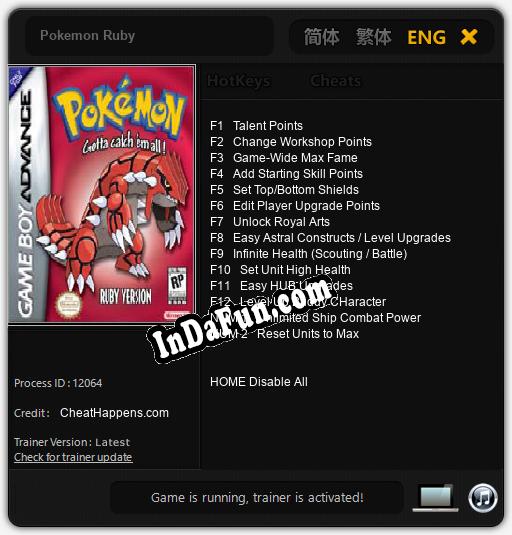 Pokemon Ruby: Cheats, Trainer +14 [CheatHappens.com]