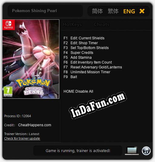 Pokemon Shining Pearl: Cheats, Trainer +9 [CheatHappens.com]