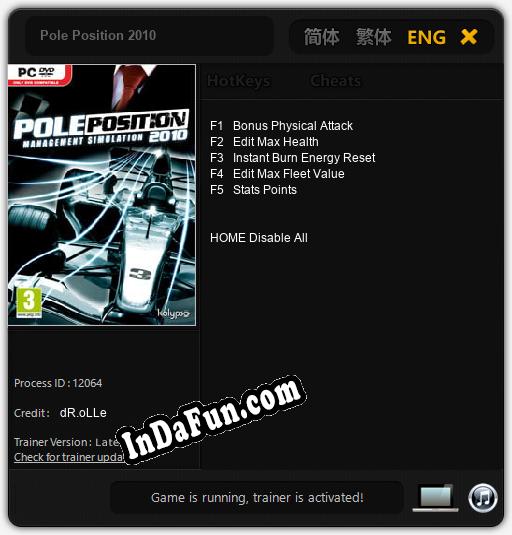 Pole Position 2010: Cheats, Trainer +5 [dR.oLLe]