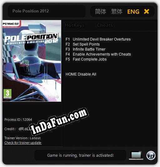 Pole Position 2012: Cheats, Trainer +5 [dR.oLLe]