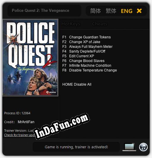 Police Quest 2: The Vengeance: Cheats, Trainer +8 [MrAntiFan]