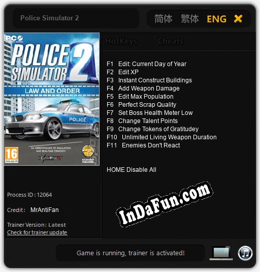 Trainer for Police Simulator 2 [v1.0.5]