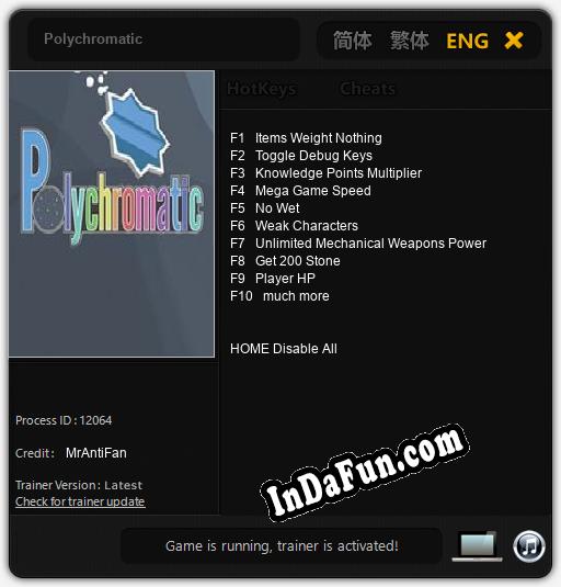 Polychromatic: Cheats, Trainer +10 [MrAntiFan]