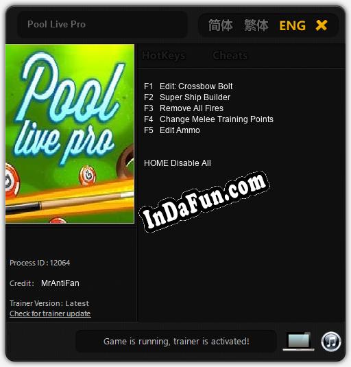 Pool Live Pro: TRAINER AND CHEATS (V1.0.26)