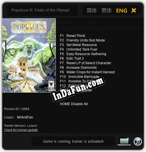 Populous II: Trials of the Olympian Gods: Cheats, Trainer +13 [MrAntiFan]