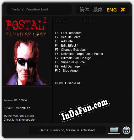 Postal 2: Paradise Lost: TRAINER AND CHEATS (V1.0.96)