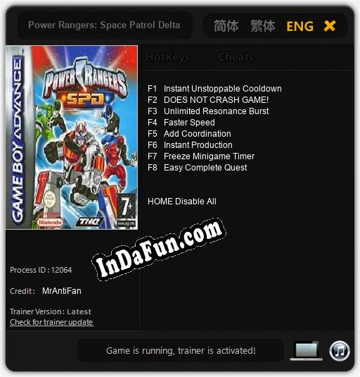 Power Rangers: Space Patrol Delta: Trainer +8 [v1.5]