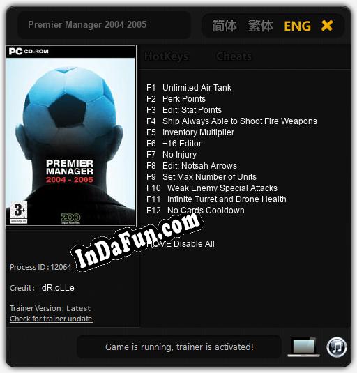 Premier Manager 2004-2005: TRAINER AND CHEATS (V1.0.45)