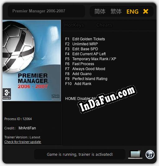 Trainer for Premier Manager 2006-2007 [v1.0.6]