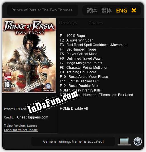 Prince of Persia: The Two Thrones: TRAINER AND CHEATS (V1.0.13)