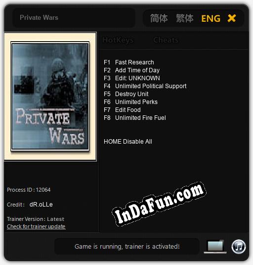 Private Wars: TRAINER AND CHEATS (V1.0.55)