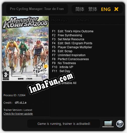 Pro Cycling Manager: Tour de France 2008: TRAINER AND CHEATS (V1.0.72)