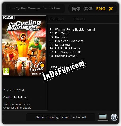Trainer for Pro Cycling Manager: Tour de France 2011 [v1.0.3]
