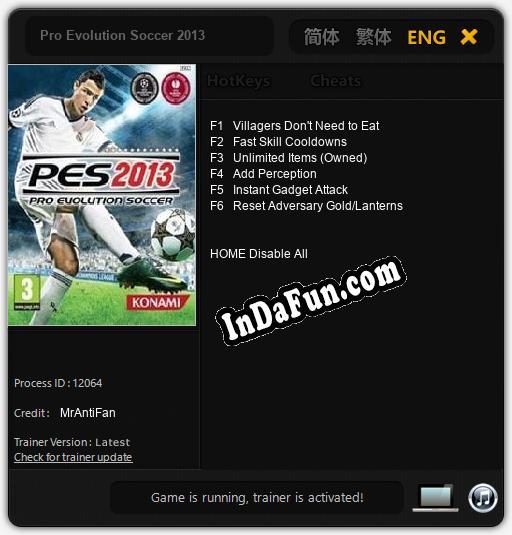 Trainer for Pro Evolution Soccer 2013 [v1.0.2]