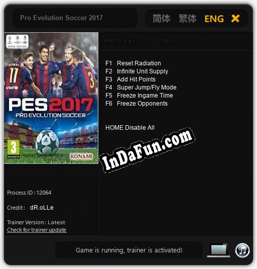 Pro Evolution Soccer 2017: Trainer +6 [v1.4]