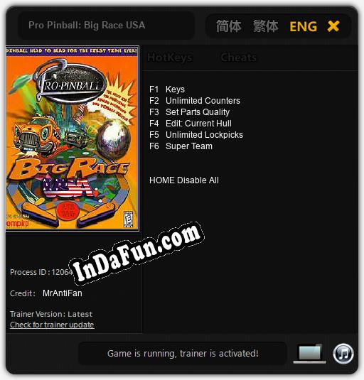 Pro Pinball: Big Race USA: TRAINER AND CHEATS (V1.0.72)