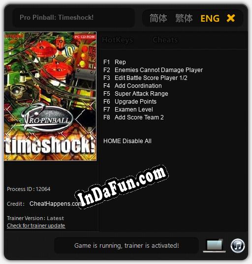 Pro Pinball: Timeshock!: Trainer +8 [v1.1]