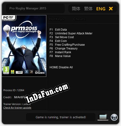 Pro Rugby Manager 2015: Cheats, Trainer +8 [MrAntiFan]