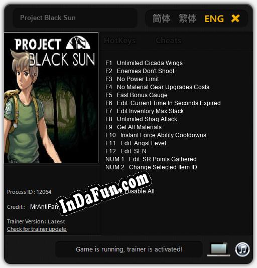 Project Black Sun: TRAINER AND CHEATS (V1.0.50)