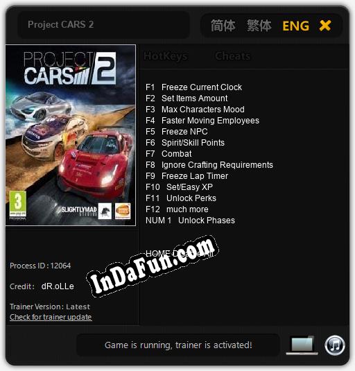 Trainer for Project CARS 2 [v1.0.2]