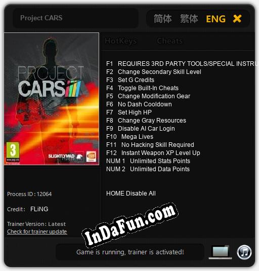 Project CARS: Trainer +14 [v1.7]