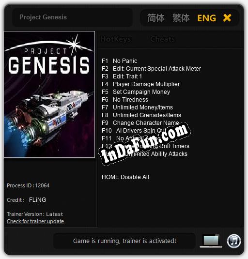 Project Genesis: Trainer +13 [v1.9]