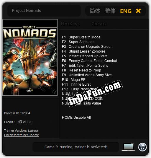 Project Nomads: TRAINER AND CHEATS (V1.0.8)