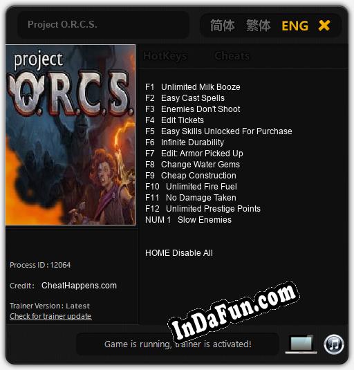 Project O.R.C.S.: TRAINER AND CHEATS (V1.0.21)