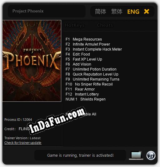 Project Phoenix: TRAINER AND CHEATS (V1.0.9)