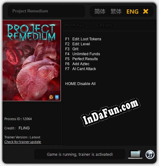Project Remedium: TRAINER AND CHEATS (V1.0.39)
